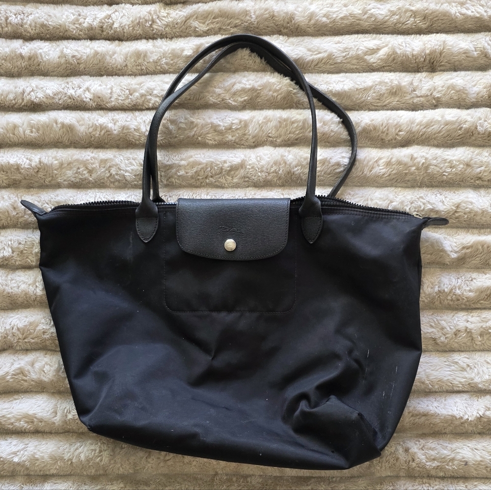 Longchamp Black Nylon Le Pliage Tote Bag